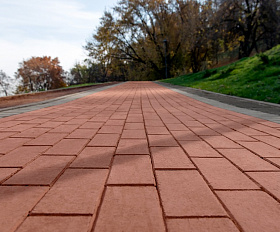 Тротуарная клинкерная брусчатка ЛСР Эдинбург 200х100х50 мм, темно-красный