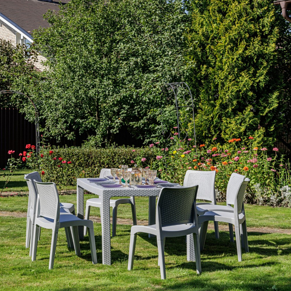 Обеденный комплект July L Royal Family из пластика, цвет светло-серый фото 3