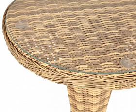 Стол круглый Леванте 4SIS из искусственного ротанга, цвет соломенный
