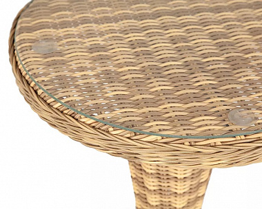 Стол круглый Леванте 4SIS из искусственного ротанга, цвет соломенный