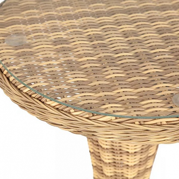 Стол круглый Леванте 4SIS из искусственного ротанга, цвет соломенный фото 2