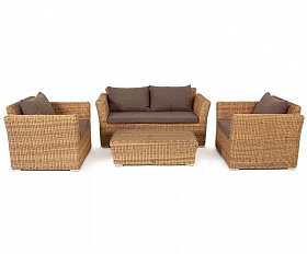 Лаунж-зона Капучино Сингл 4SIS из искусственного ротанга, цвет соломенный