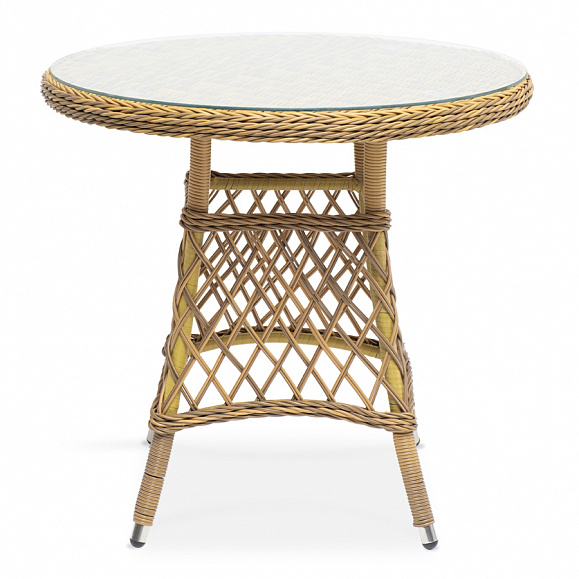 Эспрессо плетеный круглый стол, диаметр 80 см, цвет соломенный фото 2