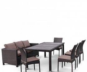 Комплект плетеной мебели T347/S65A/Y380A-W53 Brown (8+1)