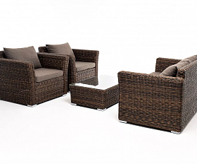 Лаунж-зона Капучино Сингл 4SIS из искусственного ротанга (гиацинт), цвет коричневый
