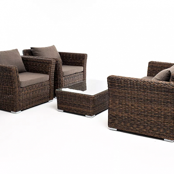 Лаунж-зона Капучино Сингл 4SIS из искусственного ротанга (гиацинт), цвет коричневый фото 2