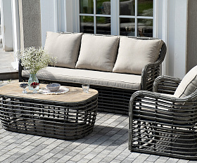 Ницца лаунж-зона из искусственного ротанга, цвет бронзовый