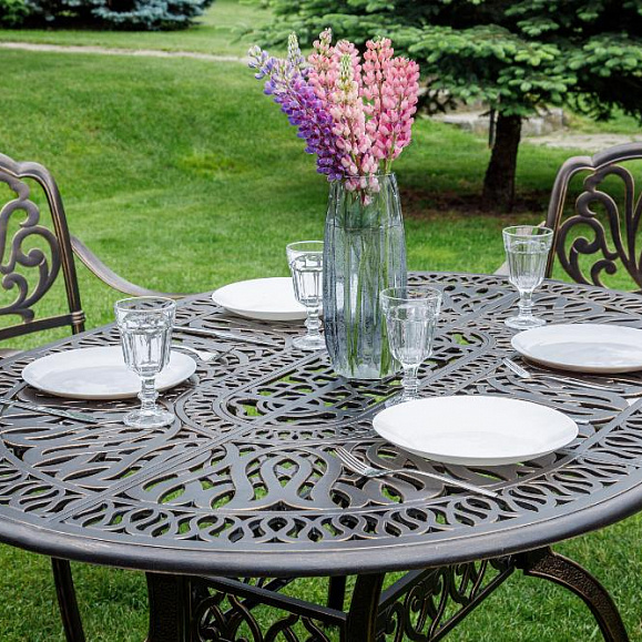 Обеденный комплект Wilhelm Royal Family из литого алюминия на 6 персон. Овальный стол фото 3