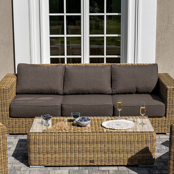 Боно лаунж-зона из искусственного ротанга, цвет соломенный фото 6