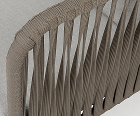 Багамы кресло плетеное из роупа, каркас алюминий бежево-серый (RAL7006) муар, роуп серо-коричневый 23мм, ткань светло-серая