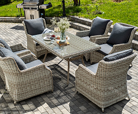 Неаполь обеденная группа плетеная из искусственного ротанга, цвет соломенный