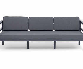 Эстелья диван 3-местный, каркас алюминий темно-серый (RAL7024) муар, ткань темно-серая 027