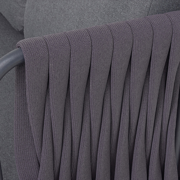 Ронда диван 3-местный плетеный из роупа, каркас алюминий темно-серый (RAL7024) муар, роуп серый 40 мм tex, ткань темно-серая 027 фото 7