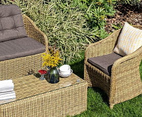 Лаунж-зона Равенна 4SIS из искусственного ротанга, цвет соломенный