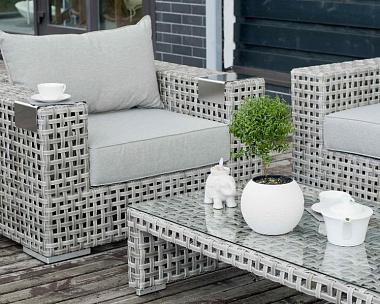 Лаунж-Зона Тито 4SIS из искусственного ротанга, цвет серый
