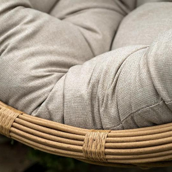 Подвесное кресло Венеция 4SIS из искусственного ротанга, цвет соломенный с бежевой подушкой фото 6