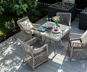 Плетеный стол Айриш 4SIS из искусственного ротанга, цвет бежевый