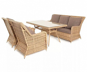 Обеденная группа Гляссе 4SIS из искусственного ротанга, цвет соломенный