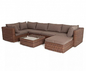 Лаунж-зона трансформирующаяся Лунго 4SIS из искусственного ротанга, цвет коричневый