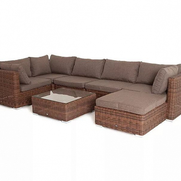 Лаунж-зона трансформирующаяся Лунго 4SIS из искусственного ротанга, цвет коричневый фото 1