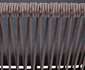 Лион стул плетеный из роупа, каркас из стали коричневый (RAL8016) муар, роуп коричневый круглый, ткань бежевая