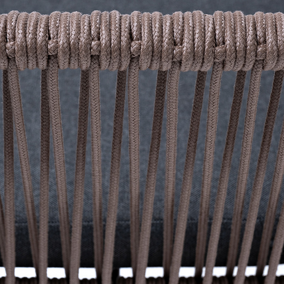 Лион стул плетеный из роупа, каркас из стали коричневый (RAL8016) муар, роуп коричневый круглый, ткань бежевая фото 6