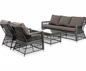 Лаунж-зона Гранд Латте 4SIS из искусственного ротанга, цвет графит