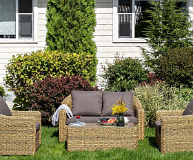 Кресло Кон Панна 4SIS из искусственного ротанга (гиацинт), цвет соломенный