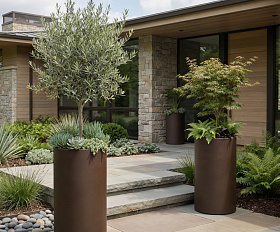 Кашпо Concretika Тюб Макси D40H60 Дарк браун 8028