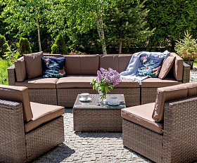 Плетеный модульный диван YR822BB-Brown/Brown