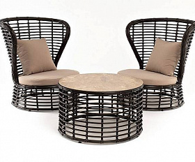 Кофейный Парма 4SIS комплект из искусственного ротанга, цвет бронзовый