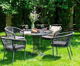 Обеденная группа Диего 4SIS из роупа (веревки), цвет серый гранит