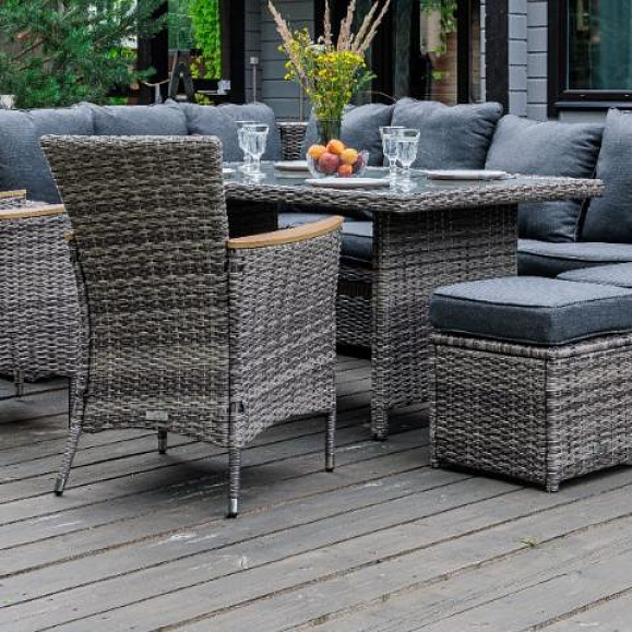 Угловой комплект Zorro Wood Double Royal Family из искусственного ротанга, цвет серый фото 1