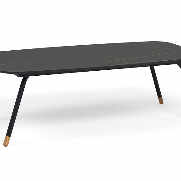 Верона журнальный стол из HPL 120х65, H40, каркас черный муар, цвет столешницы черный мрамор фото 1