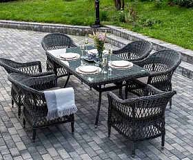 Обеденная Амароне 4SIS группа из искусственного ротанга на 6 персон, цвет графит