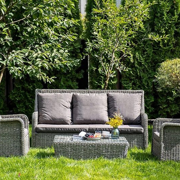 Плетеное кресло Гляссе 4SIS из искусственного ротанга (гиацинт), цвет графит фото 5