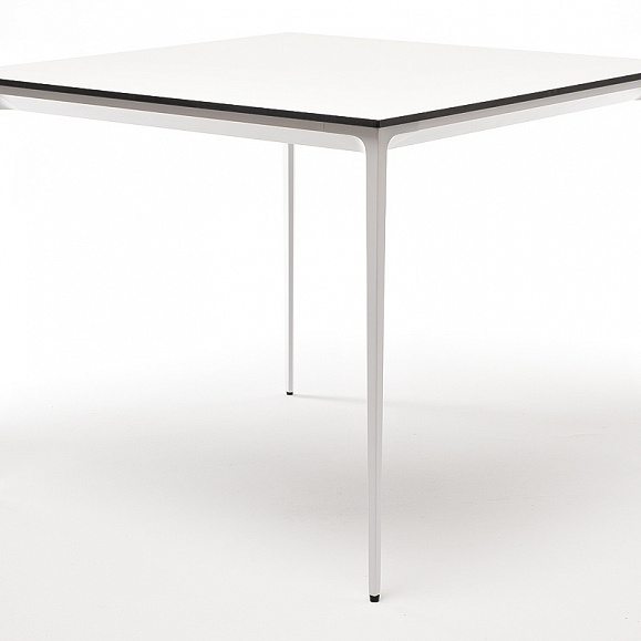 Малага обеденный стол из HPL 90х90см, цвет молочный, каркас белый фото 1