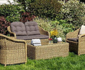 Лаунж-зона Равенна 4SIS из искусственного ротанга, цвет соломенный