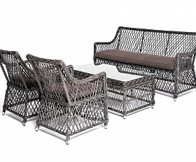 Лаунж-зона Асти 4SIS из искусственного ротанга, цвет графит 4 персоны