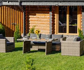 Обеденный комплект Karl Royal Family из искусственного ротанга с обеденным столом, цвет серый