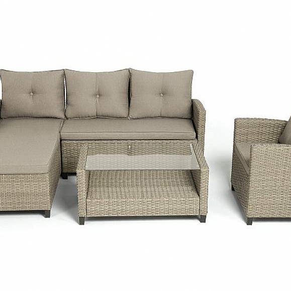 Лаунж-Зона Атланта 4SIS из искусственного ротанга, цвет соломенный фото 2