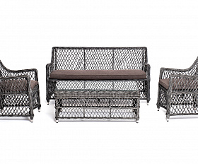 Асти лаунж-зона из искусственного ротанга на 4 персоны, цвет графит