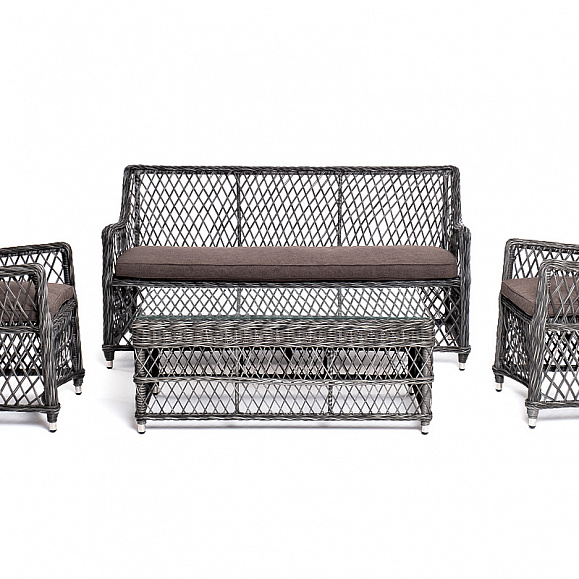 Асти лаунж-зона из искусственного ротанга на 4 персоны, цвет графит фото 2