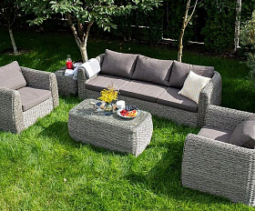 Журнальный столик Кальяри 4SIS из искусственного ротанга (гиацинт), цвет серый