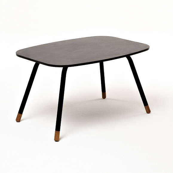 Верона журнальный столик из HPL 70х50, H40, каркас черный муар, цвет столешницы серый гранит фото 3