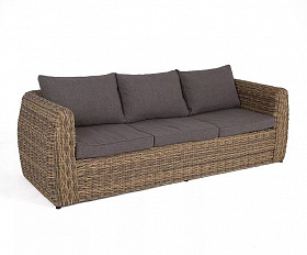 Диван трехместный Кальяри 4SIS из искусственного ротанга (гиацинт), цвет соломенный
