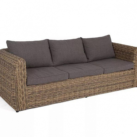 Диван трехместный Кальяри 4SIS из искусственного ротанга (гиацинт), цвет соломенный фото 4