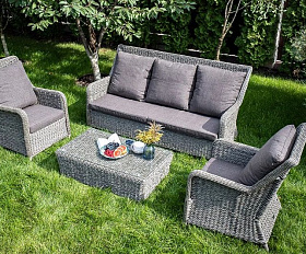 Лаунж-зона Гляссе 4SIS из искусственного ротанга (гиацинт), цвет графит