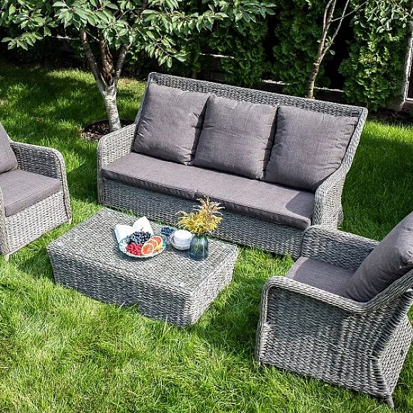 Лаунж-зона Гляссе 4SIS из искусственного ротанга (гиацинт), цвет графит фото 6