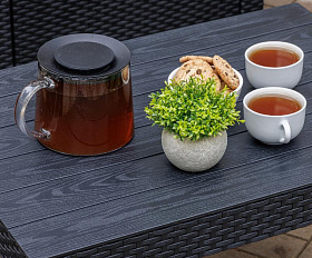 Обеденный комплект Lily Royal Family из пластика с трехместным диваном, цвет черный